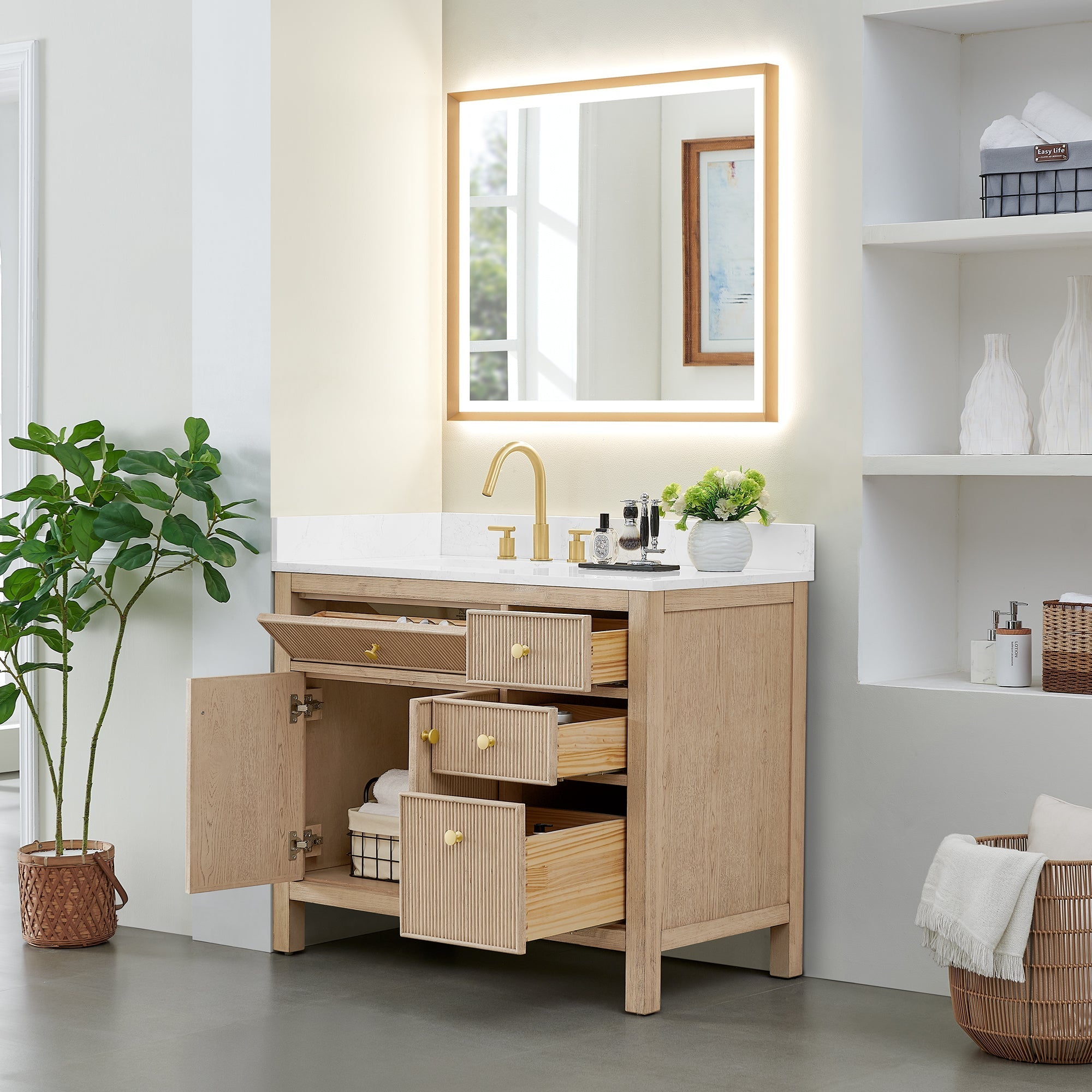 Altair Designs Cerrito 42" single vanity with top - 567042-BK-GW-NM