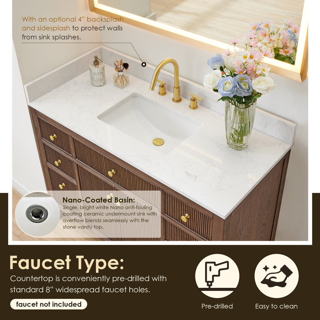 Altair Designs 48" single vanity with top - 567048-BK-GW-NM