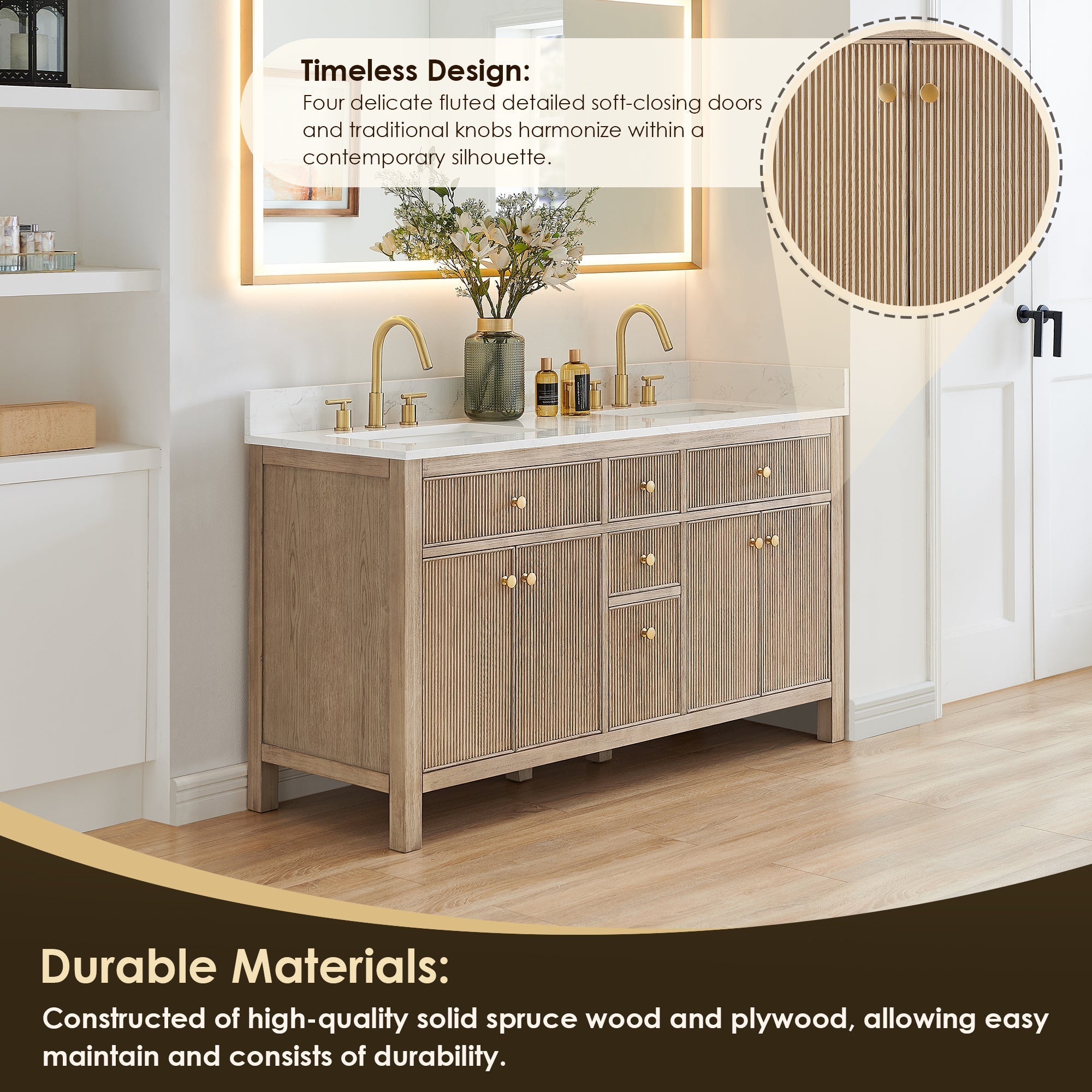Altair Designs 60" double vanity with top - 567060-NK-GW-NM