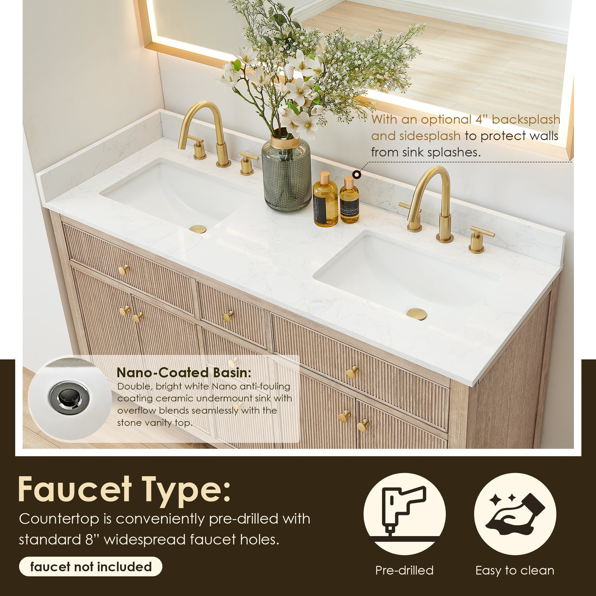 Altair Designs 60" double vanity with top - 567060-NK-GW-NM