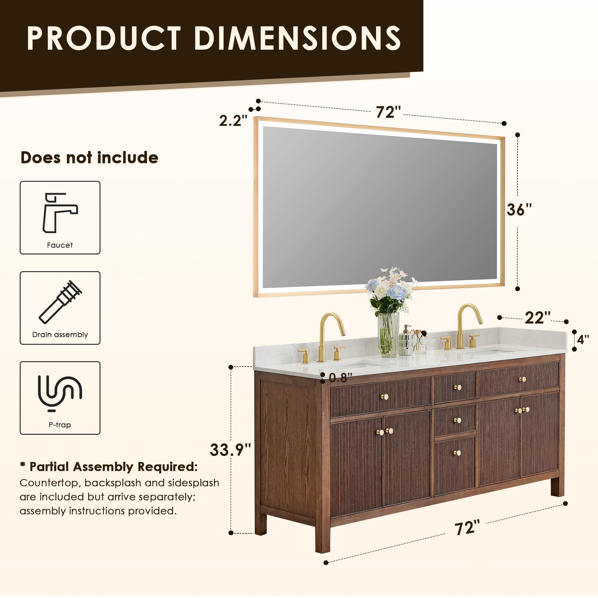 Cerrito 72" double vanity with top
