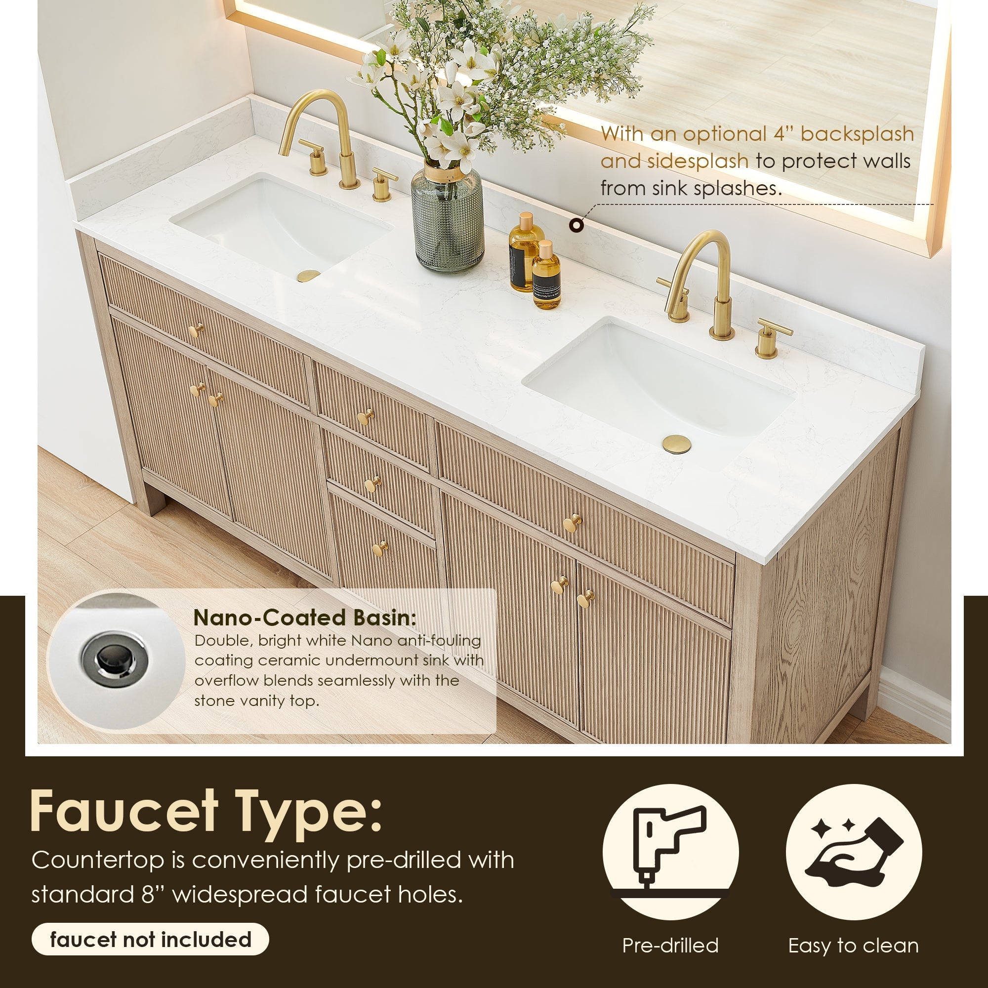 Cerrito 72" double vanity with top