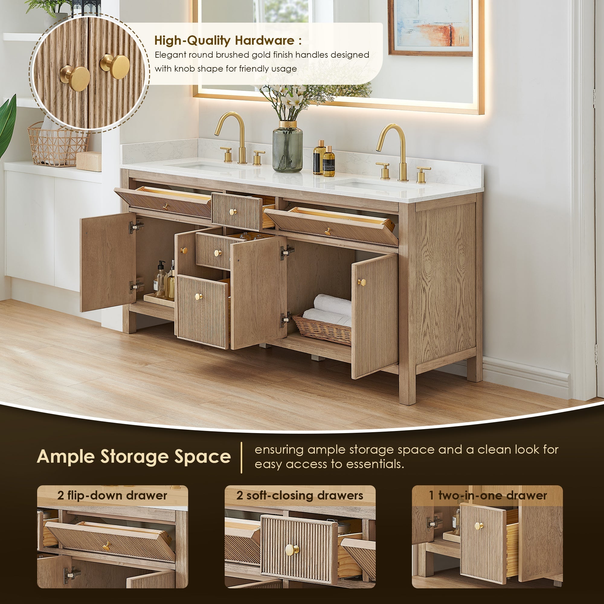 Cerrito 72" double vanity with top