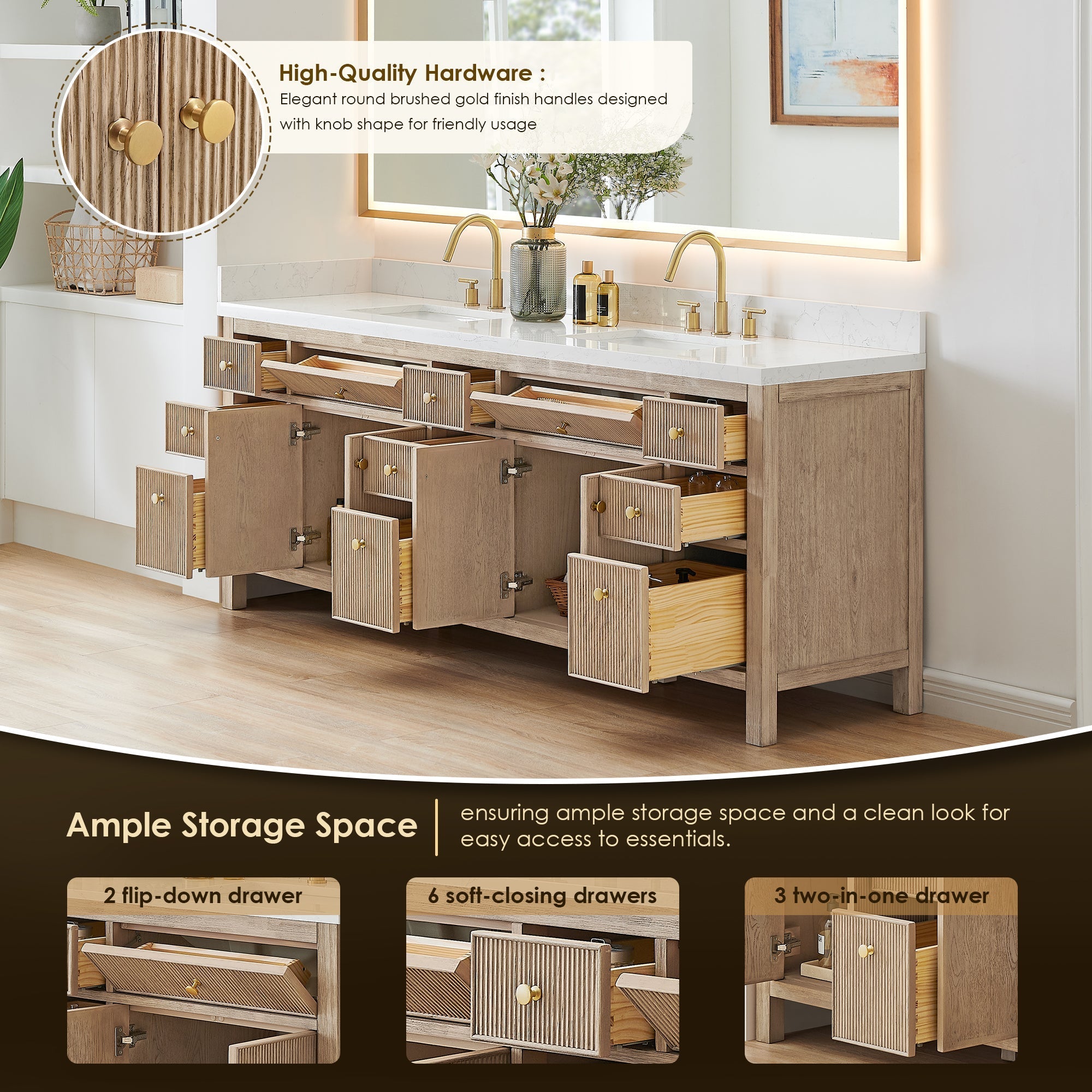 Altair Designs Cerrito 84" double vanity with top - 567084-NK-GW-NM