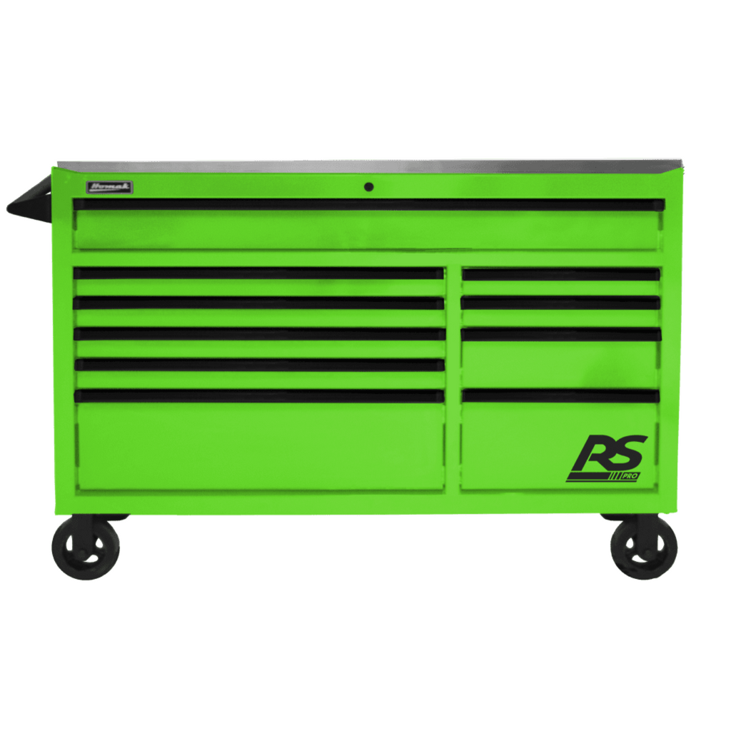Homak  54" RS Pro 10 Drawer Rolling Cabinet with Stainless Steel Top - BK04054014