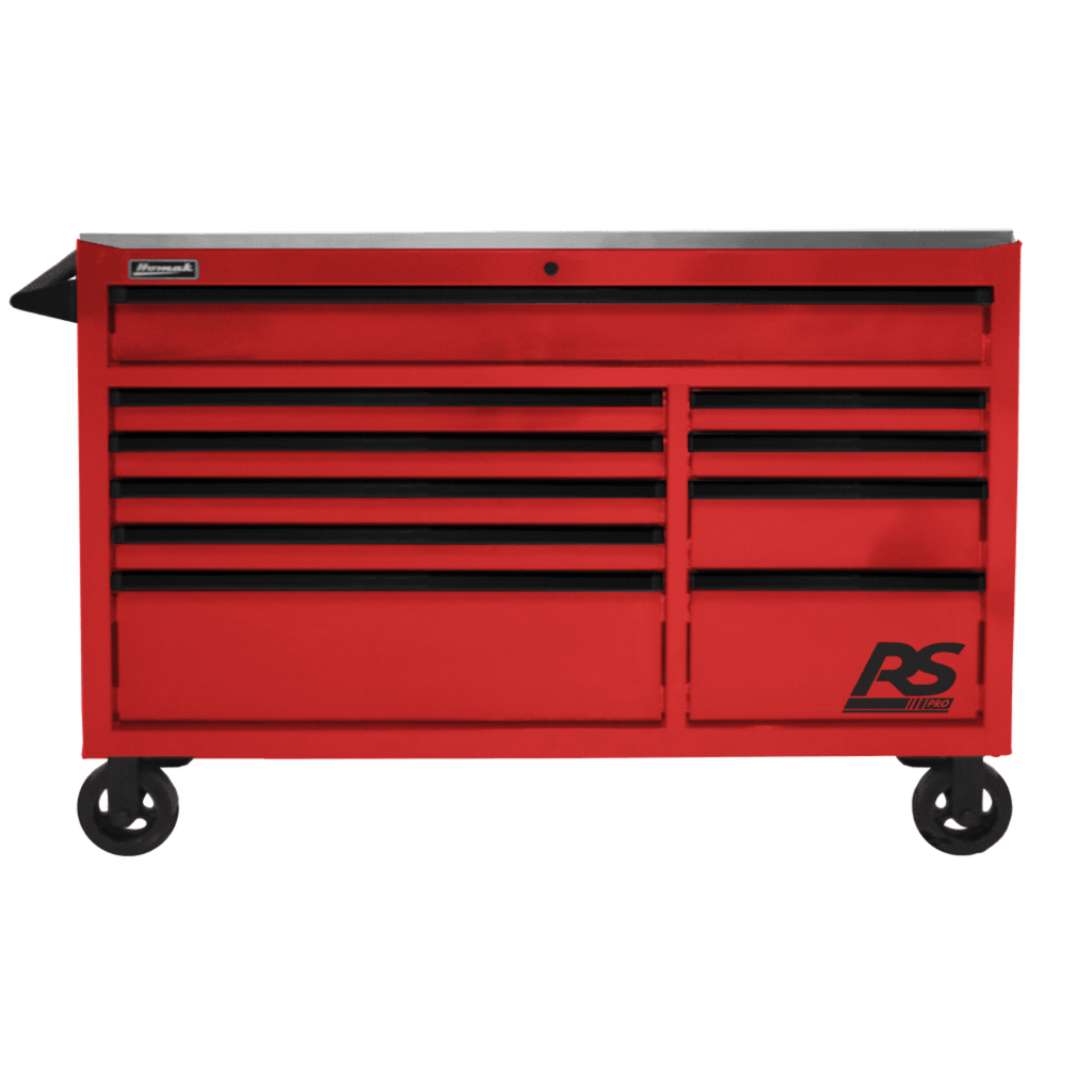 Homak  54" RS Pro 10 Drawer Rolling Cabinet with Stainless Steel Top - BK04054014