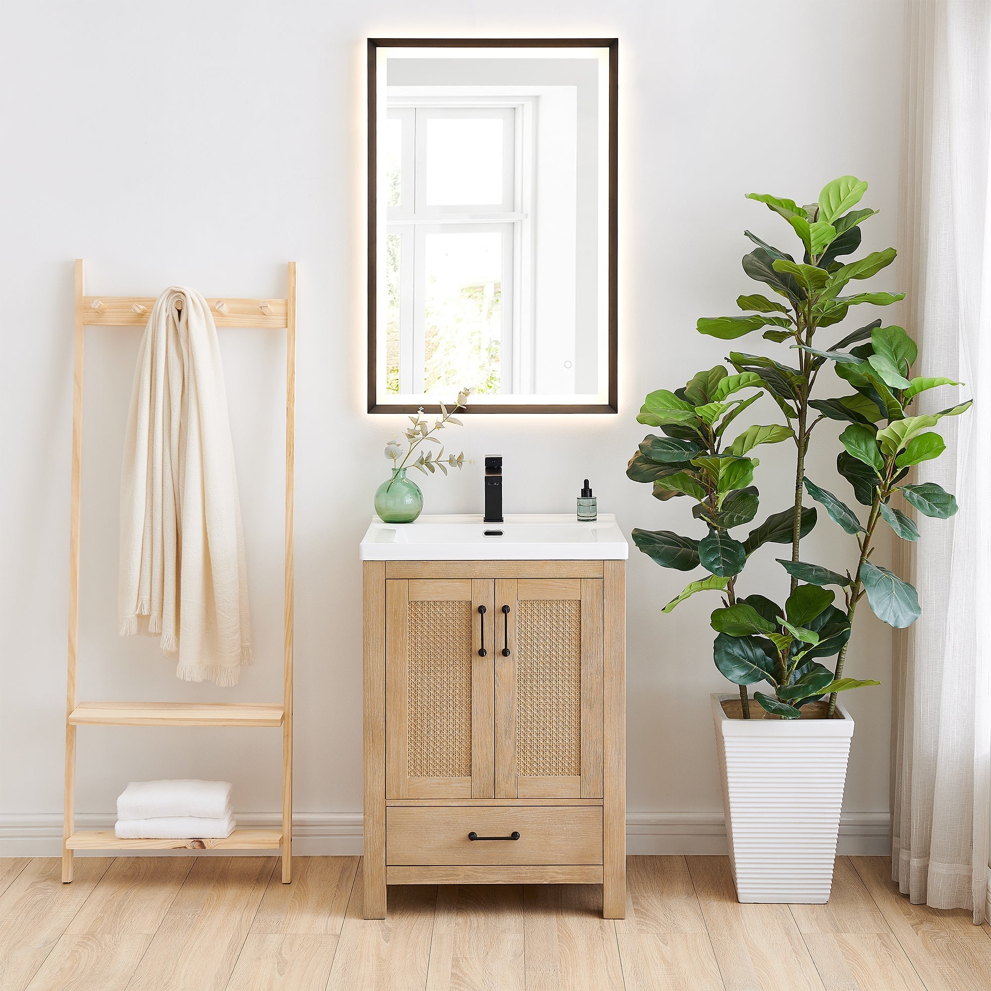 Altair Designs Bondi 24" single vanity with top - Altair Designs Siena 60" double vanity with top - 564060-LB-WH-NM