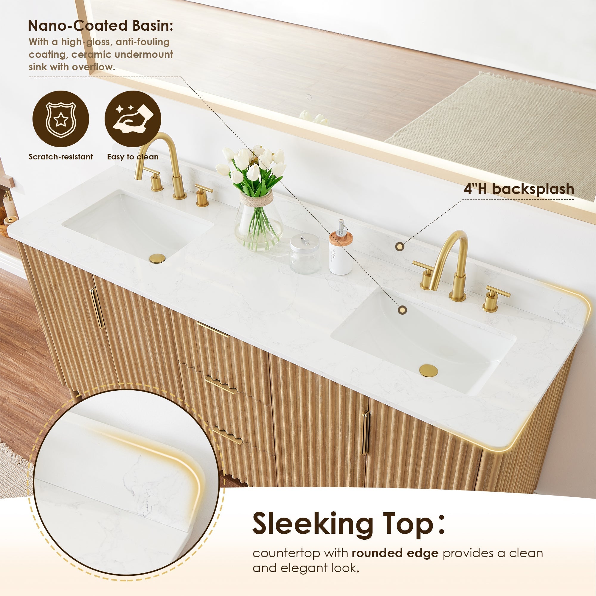 Altair Designs Sierra 72" double vanity with top - 575072-WL-GW-NM Price