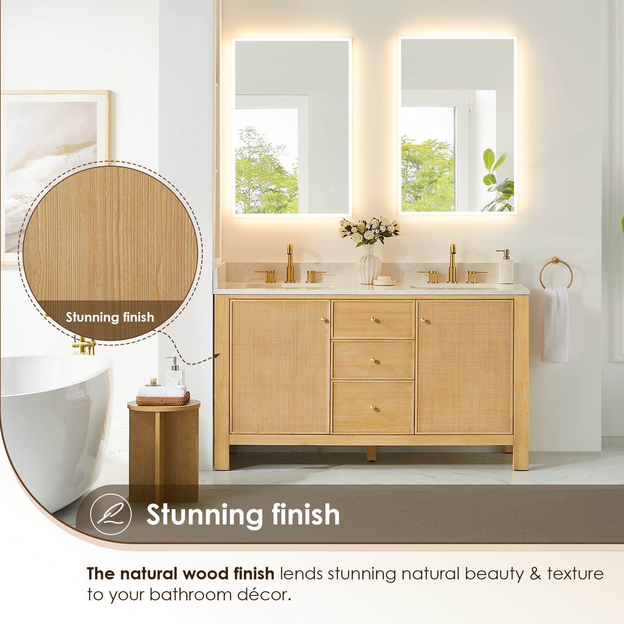 Altair Designs Cedar 36"/48"/60"/72" single/double vanity with top - 576036-NW-GW-NM