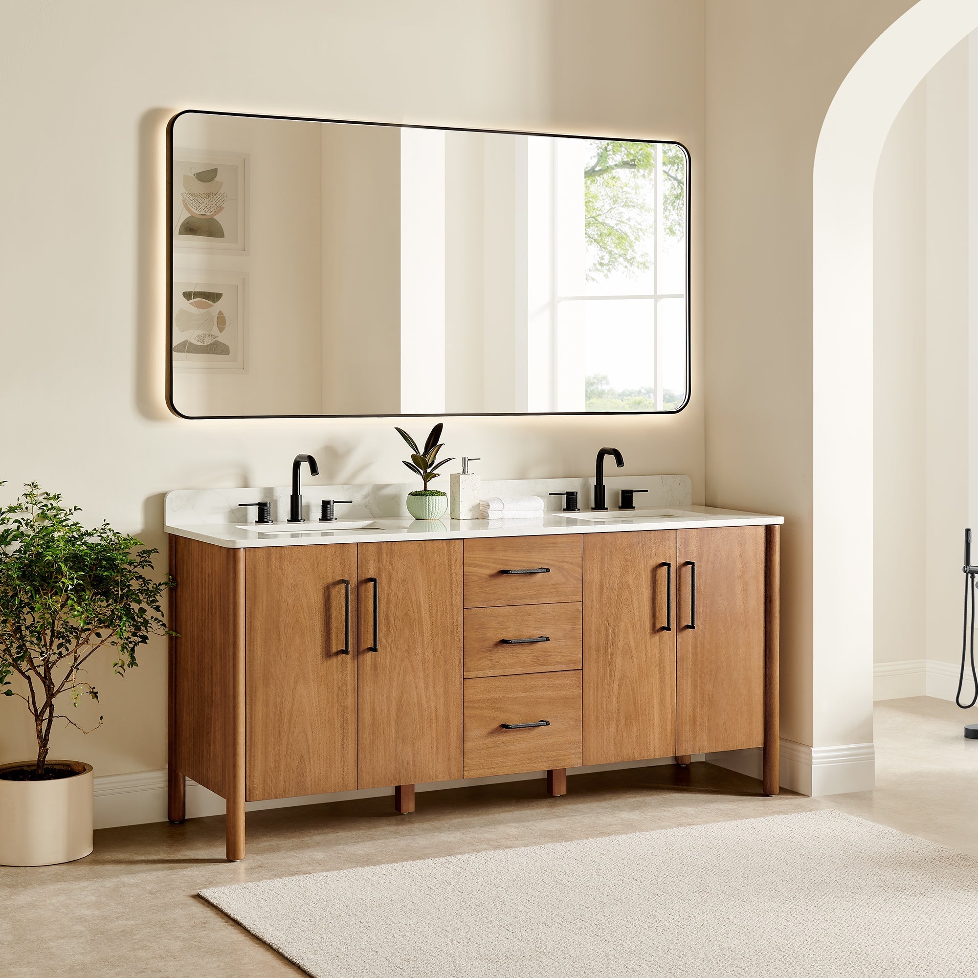 Altair Designs Velora 36"/48"/60"/72" single/double vanity with top - 578036-MB-GW-NM