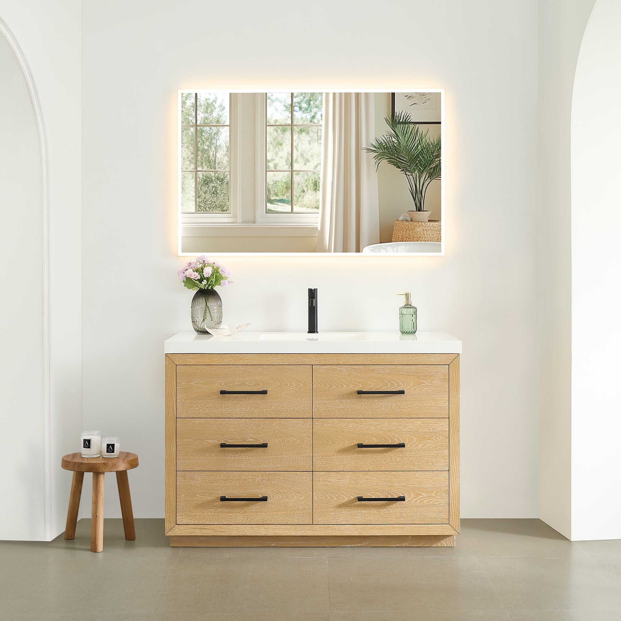 Altair Designs Sigrid 36"/48"/60"/72" single/double vanity with top - 579036-WO-WH-NM