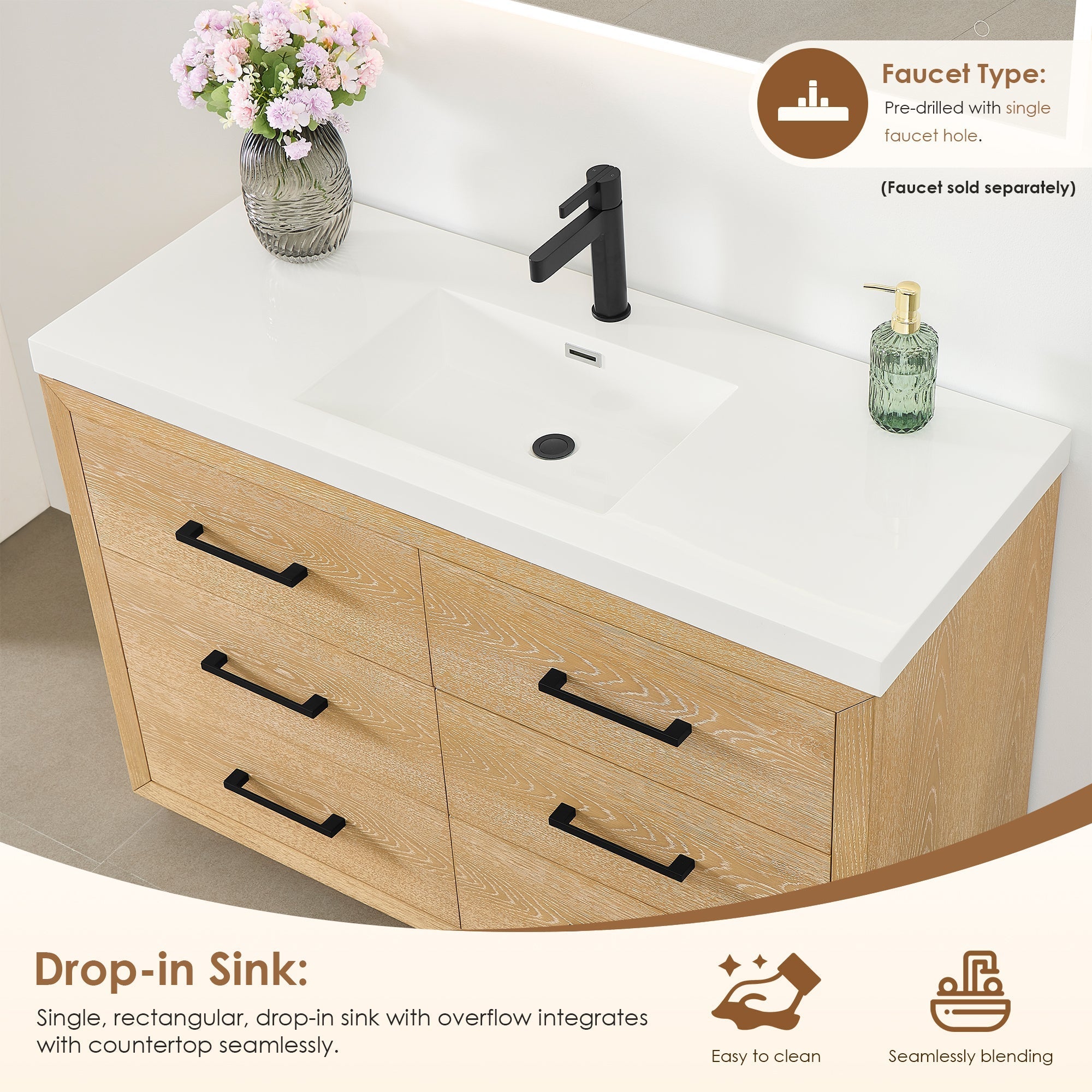 Altair Designs Sigrid 36"/48"/60"/72" single/double vanity with top - 579036-WO-WH-NM