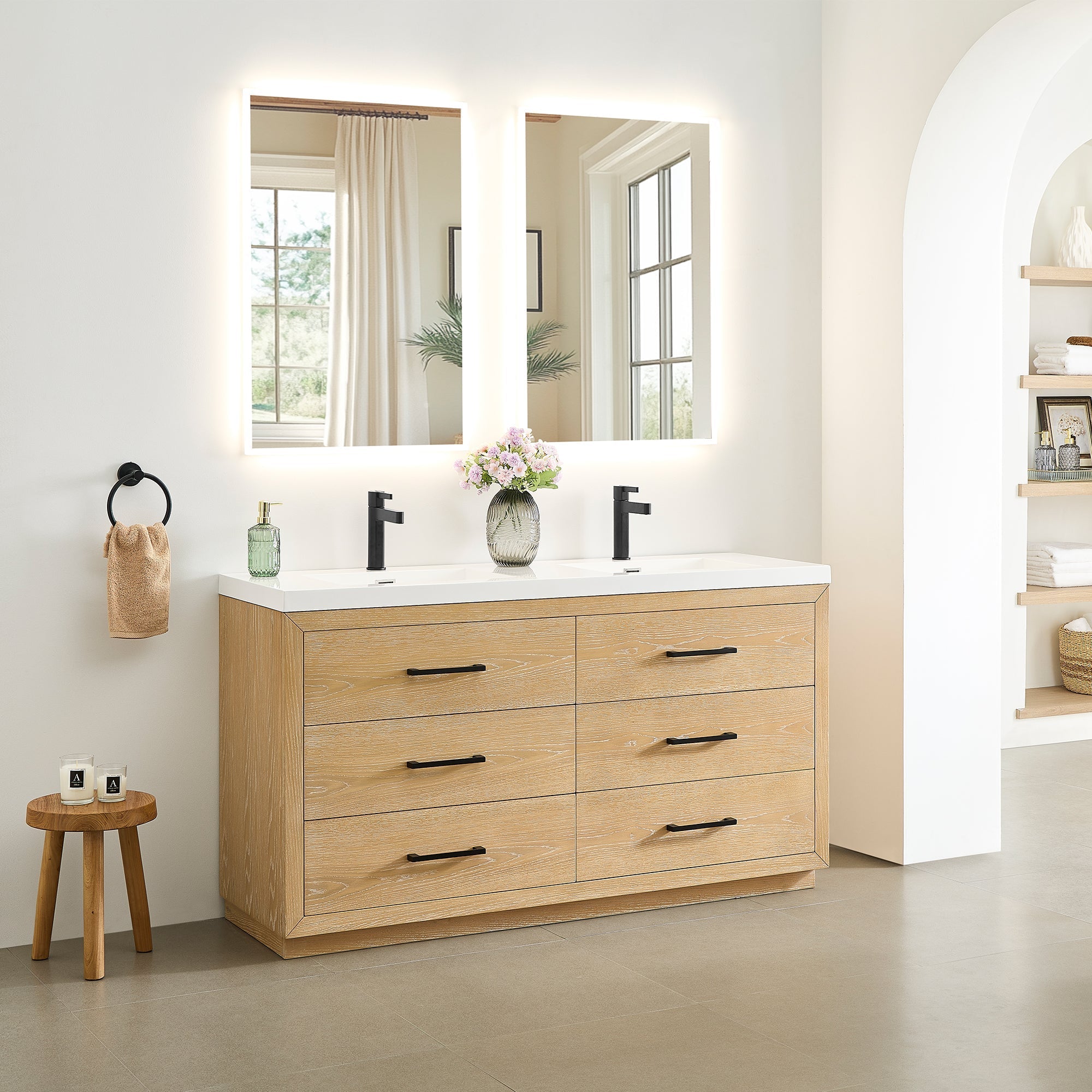Altair Designs Sigrid 36"/48"/60"/72" single/double vanity with top - 579036-WO-WH-NM