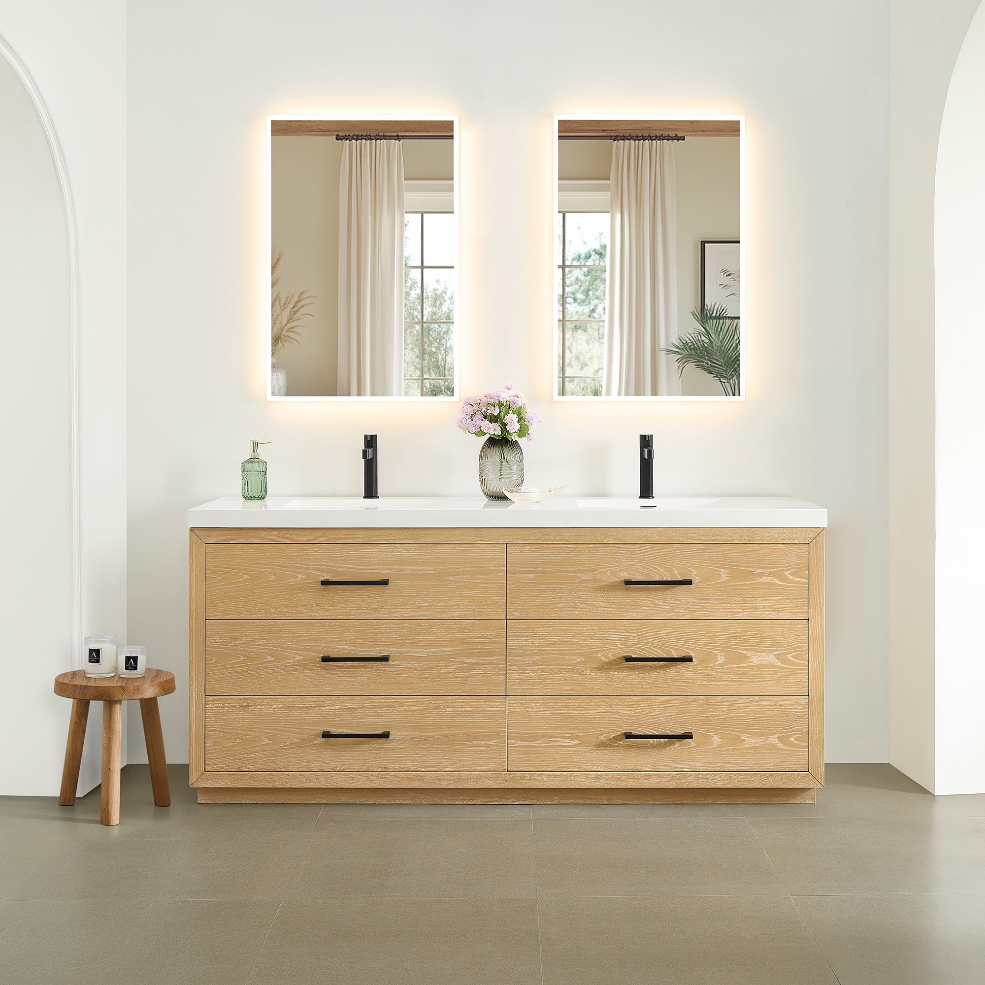 Altair Designs Sigrid 36"/48"/60"/72" single/double vanity with top - 579036-WO-WH-NM