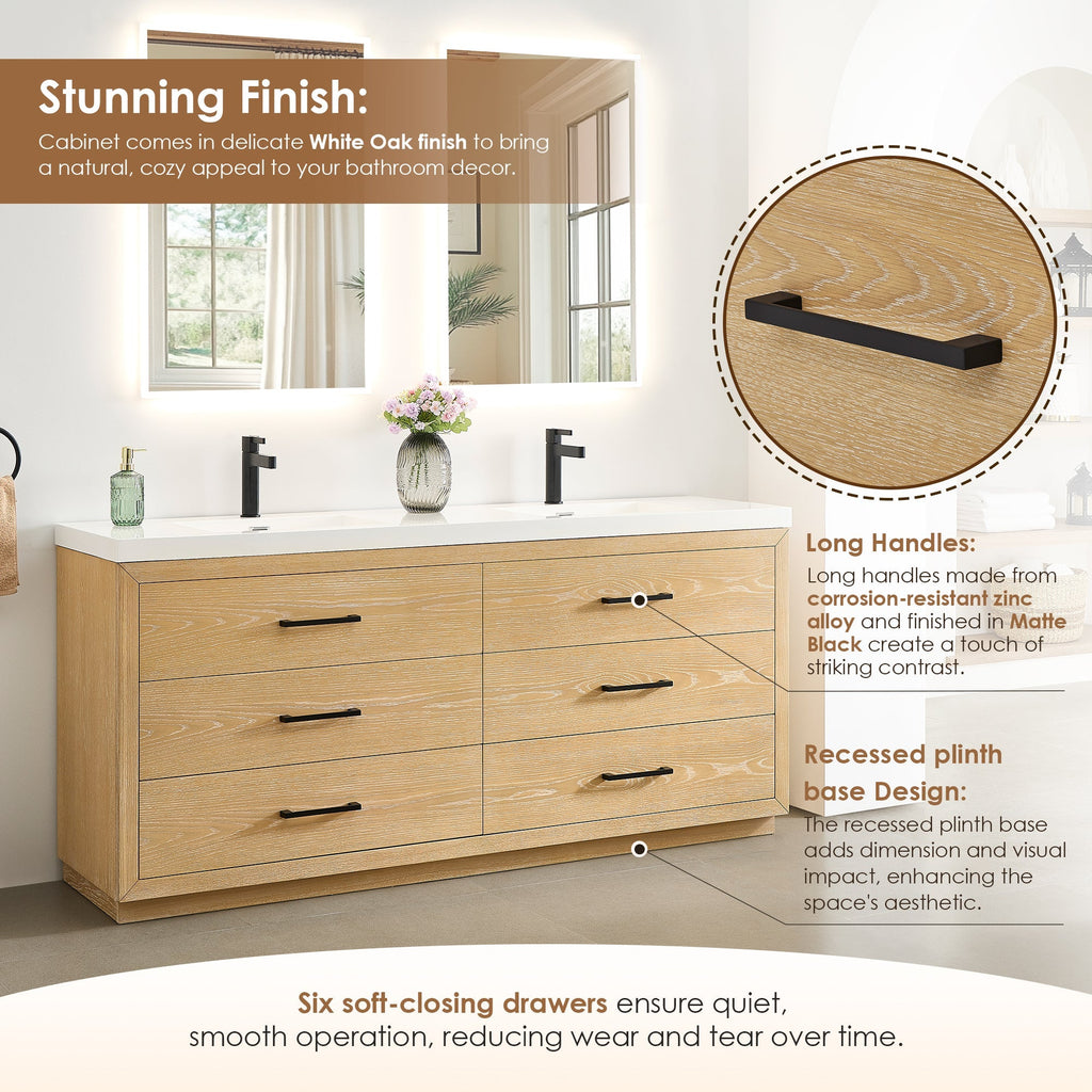 Altair Designs Sigrid 36"/48"/60"/72" single/double vanity with top - 579036-WO-WH-NM