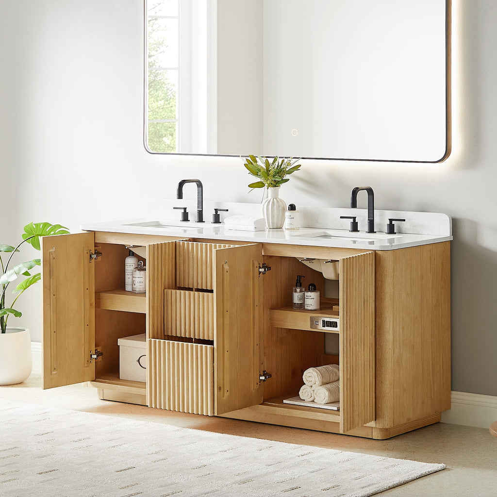 Altair Designs Clayton 72" double vanity with top - 580072-WL-GW-NM