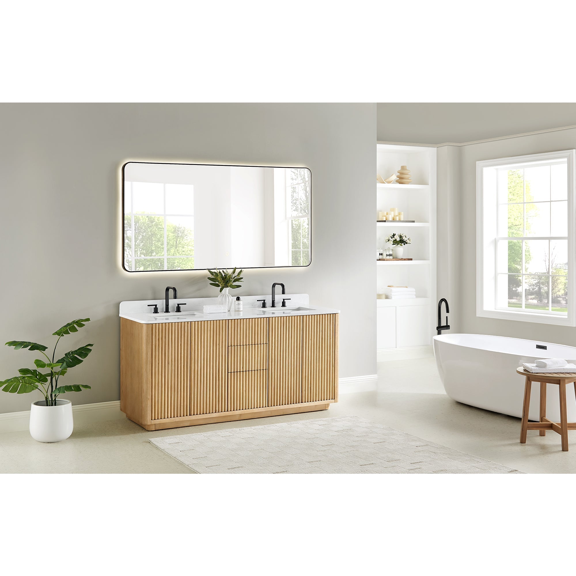Altair Designs Clayton 72" double vanity with top - 580072-WL-GW-NM