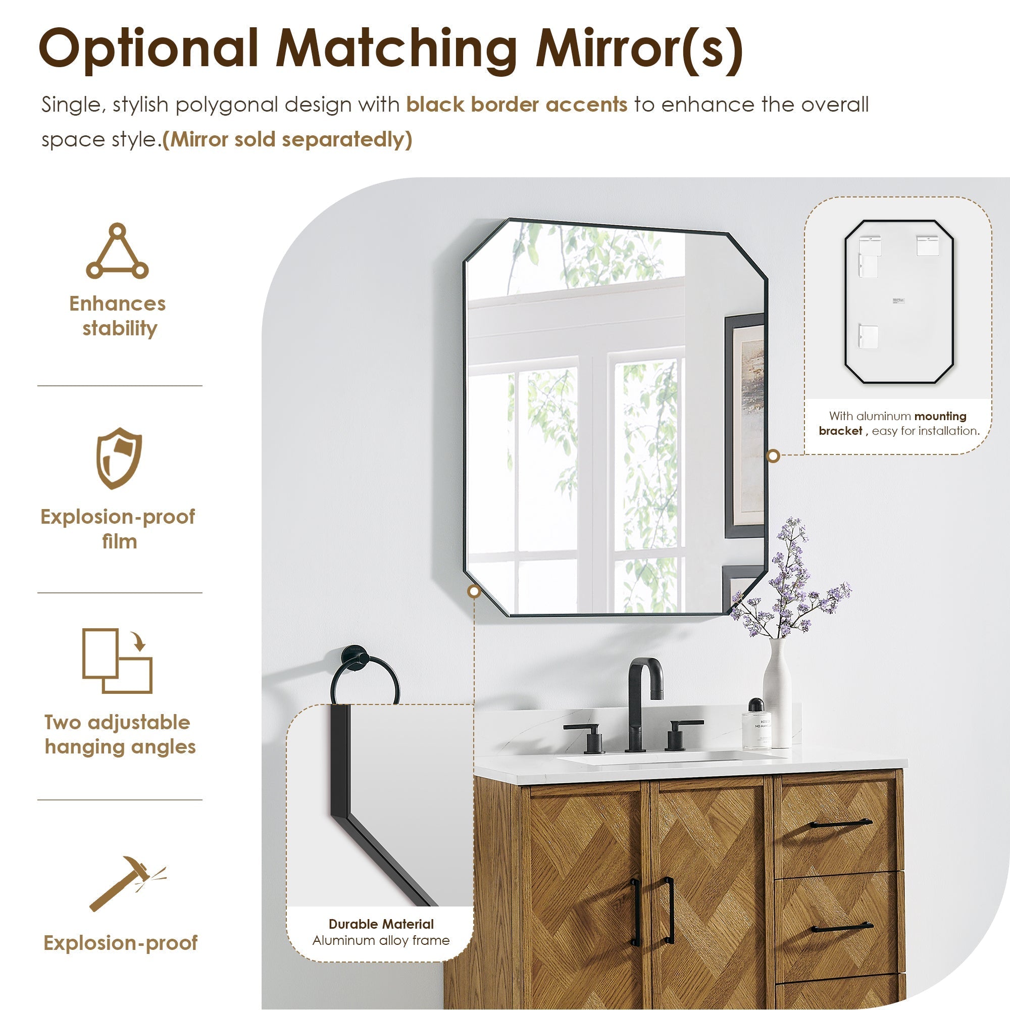 Altair Designs Clara 36"/48"/60"/72" single/double vanity with top - 587036-WB-CTQ-NM