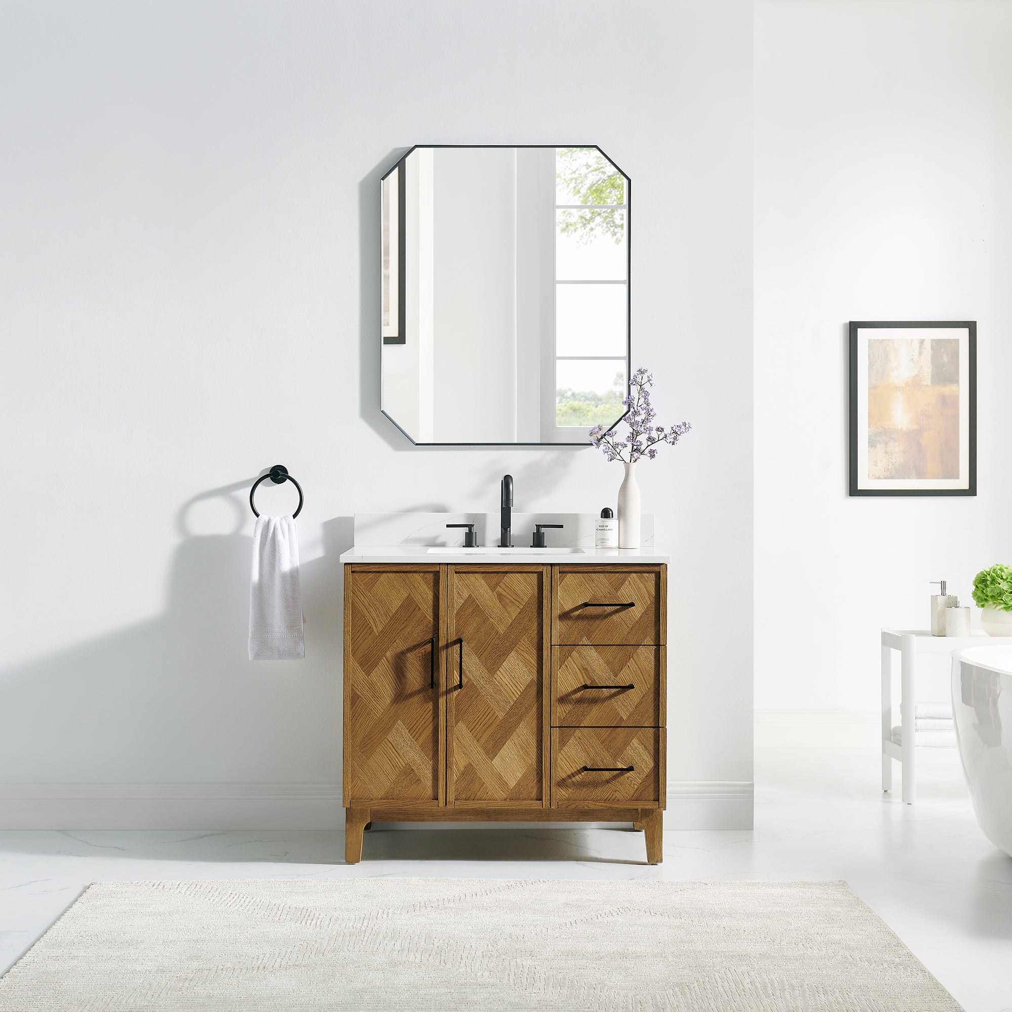 Altair Designs Clara 36"/48"/60"/72" single/double vanity with top - 587036-WB-CTQ-NM