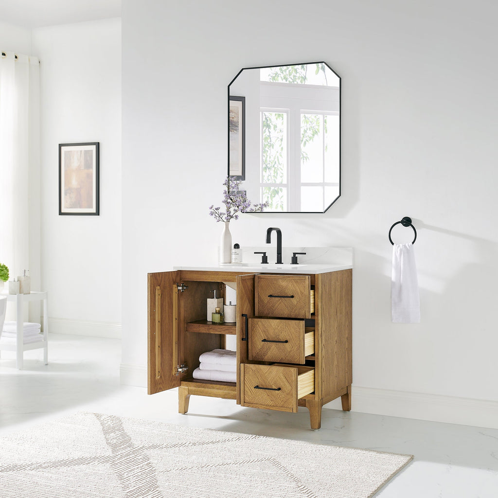 Altair Designs Clara 36"/48"/60"/72" single/double vanity with top - 587036-WB-CTQ-NM
