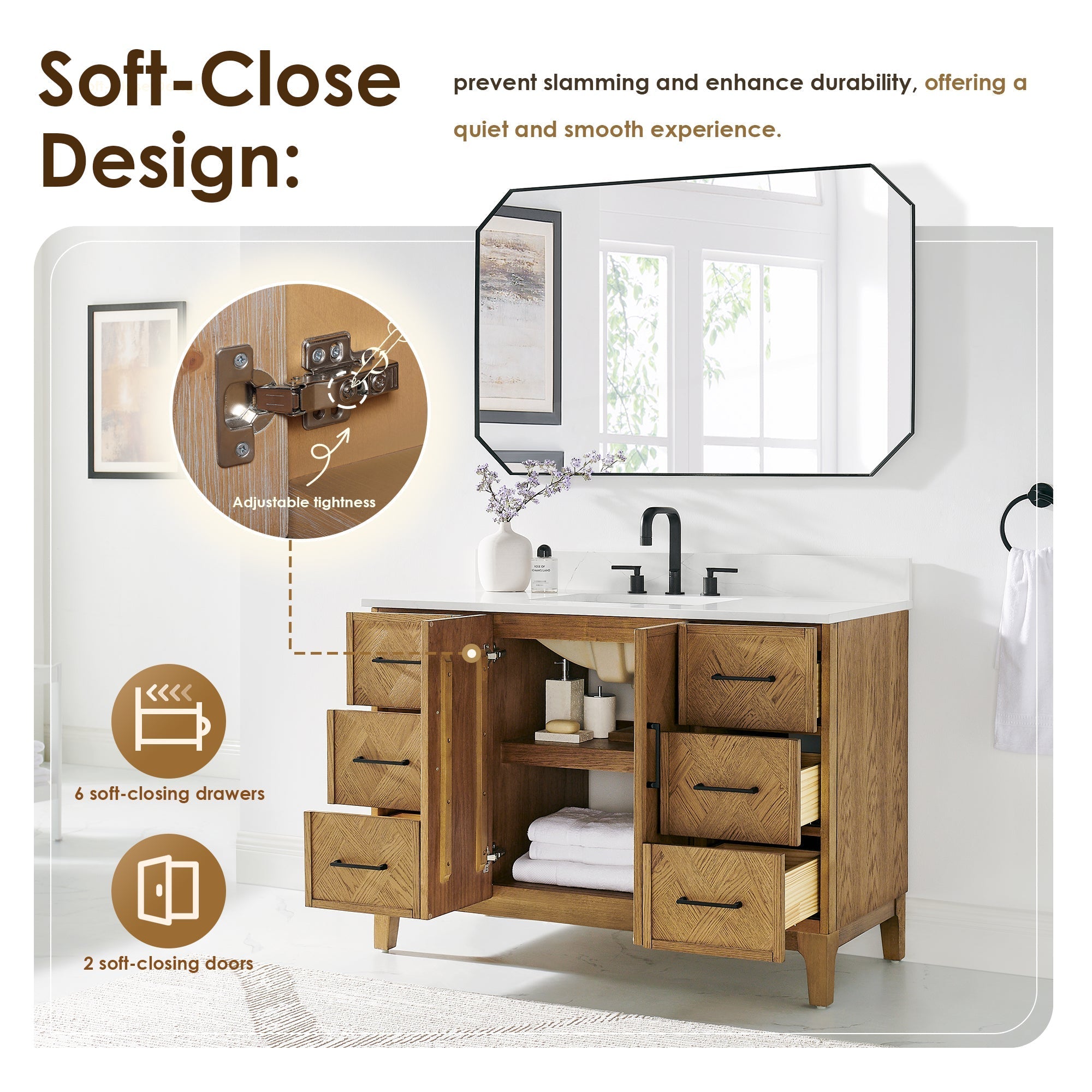 Altair Designs Clara 36"/48"/60"/72" single/double vanity with top - 587036-WB-CTQ-NM