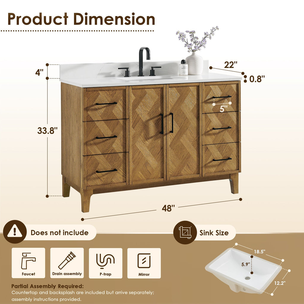 Altair Designs Clara 36"/48"/60"/72" single/double vanity with top - 587036-WB-CTQ-NM