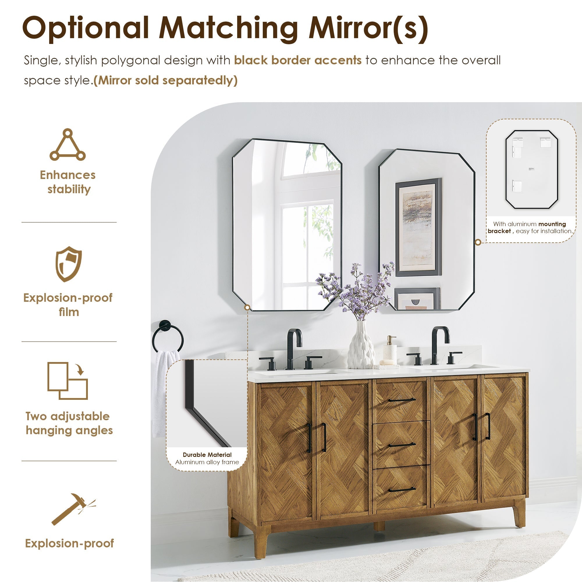 Altair Designs Clara 36"/48"/60"/72" single/double vanity with top - 587036-WB-CTQ-NM