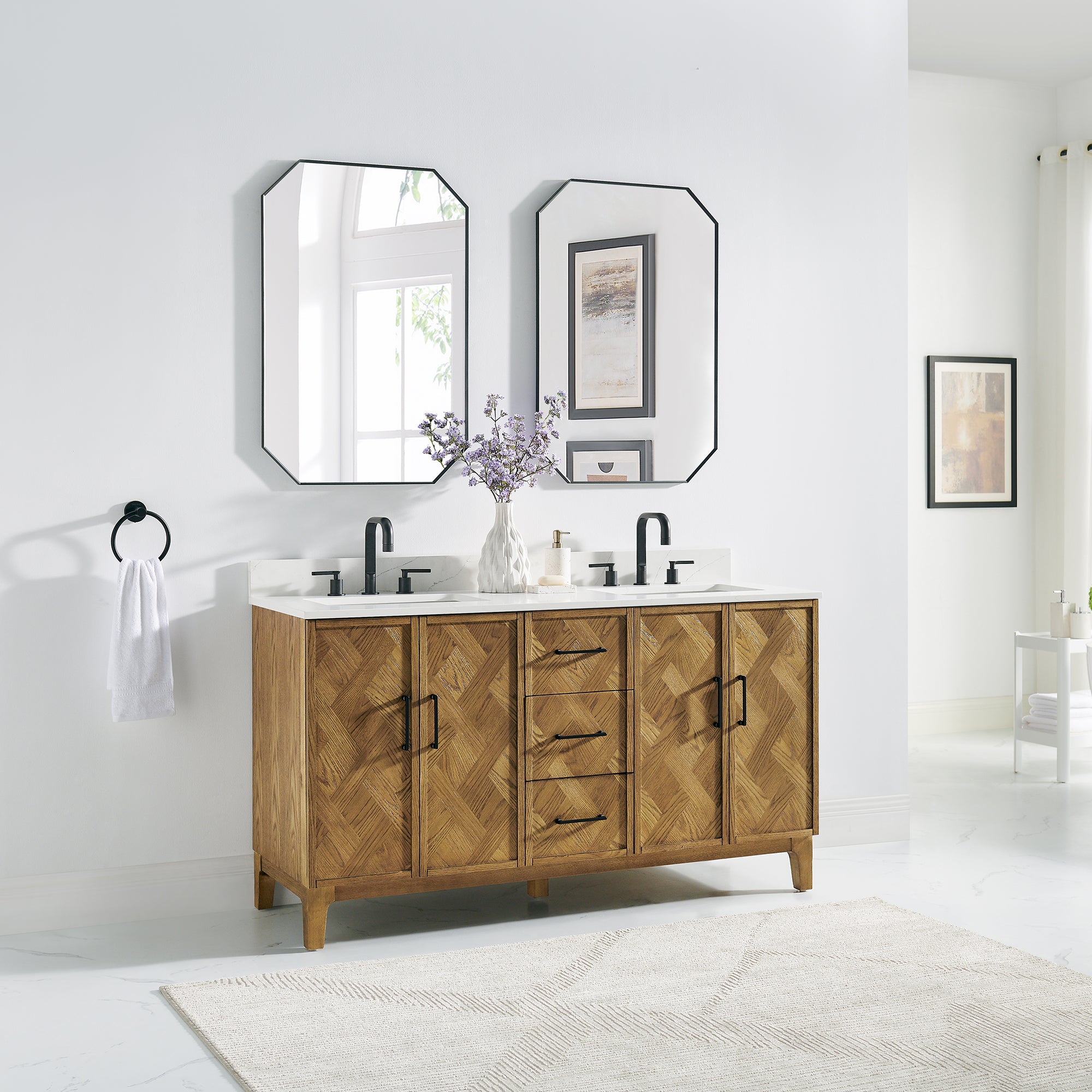 Altair Designs Clara 36"/48"/60"/72" single/double vanity with top - 587036-WB-CTQ-NM