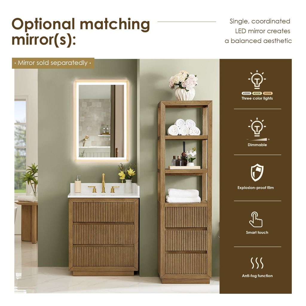 Altair Designs Navan 30"/36"/48"/60"/72" single/double vanity with top - 588030-WB-GW-NM