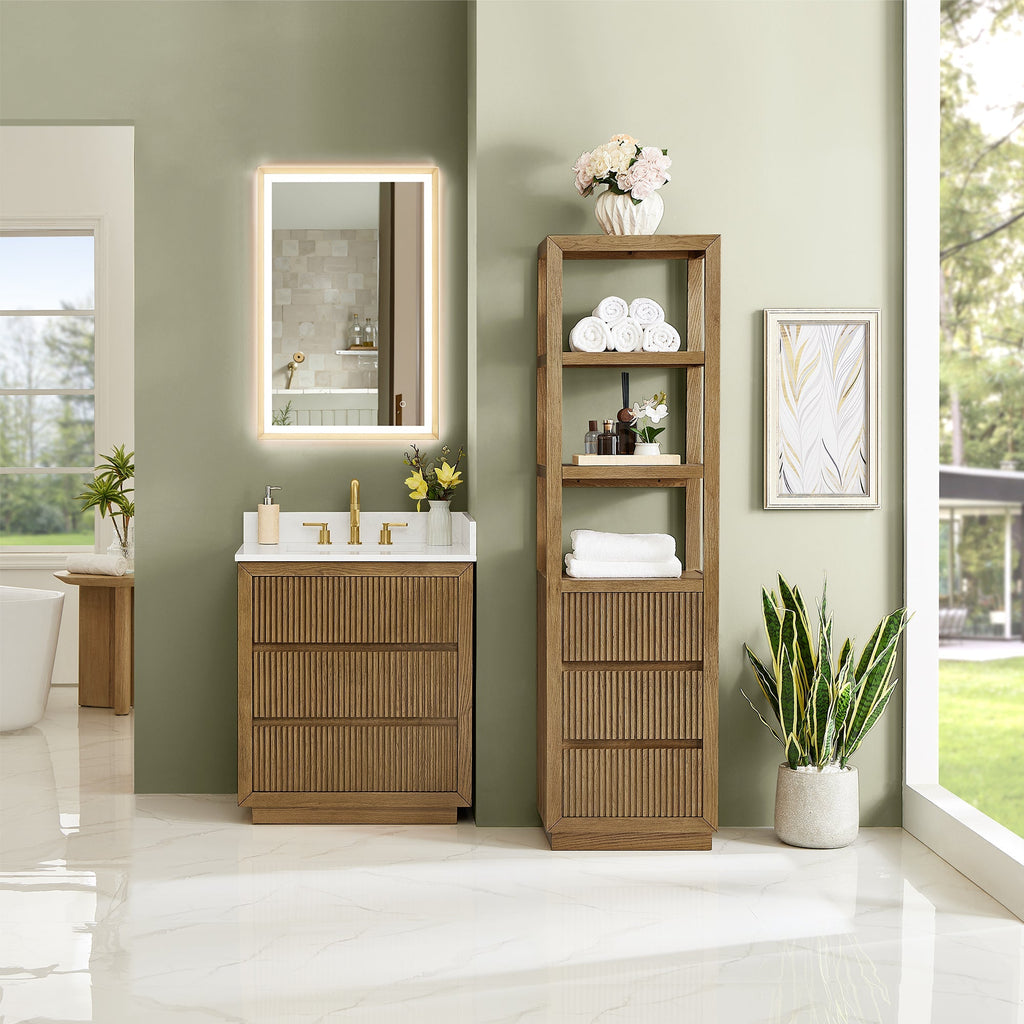 Altair Designs Navan 30"/36"/48"/60"/72" single/double vanity with top - 588030-WB-GW-NM