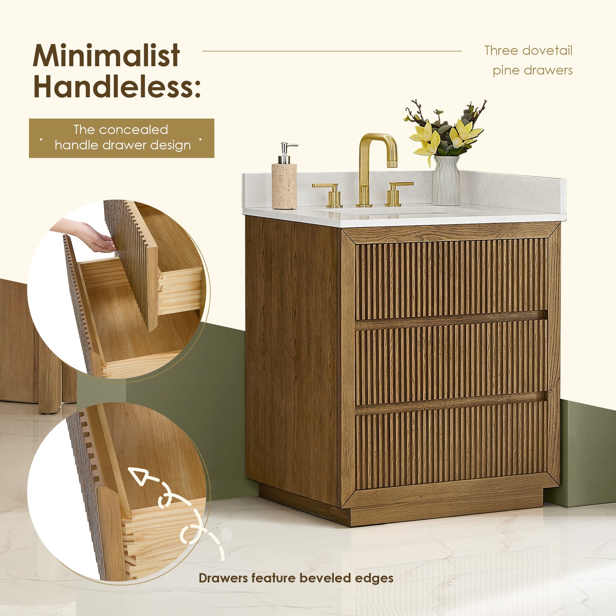 Altair Designs Navan 30"/36"/48"/60"/72" single/double vanity with top - 588030-WB-GW-NM