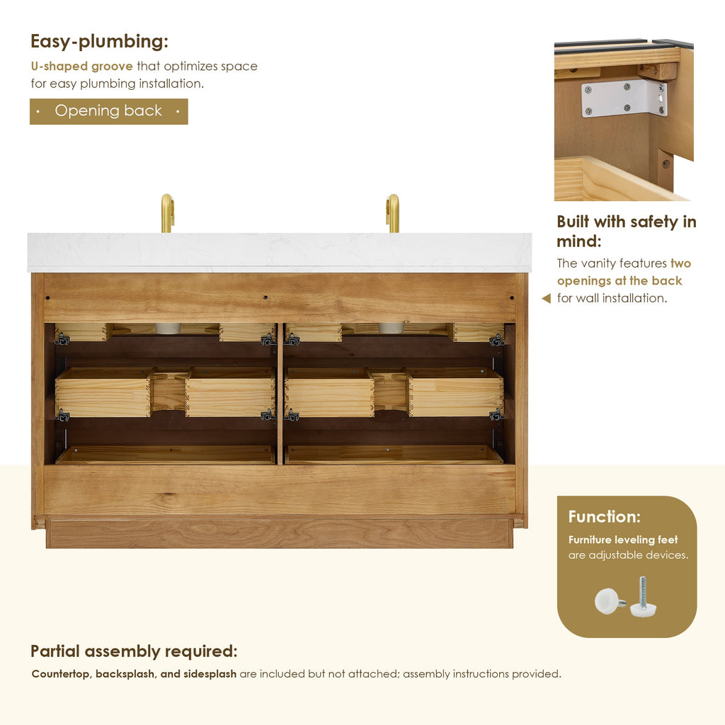 Altair Designs Navan 30"/36"/48"/60"/72" single/double vanity with top - 588030-WB-GW-NM