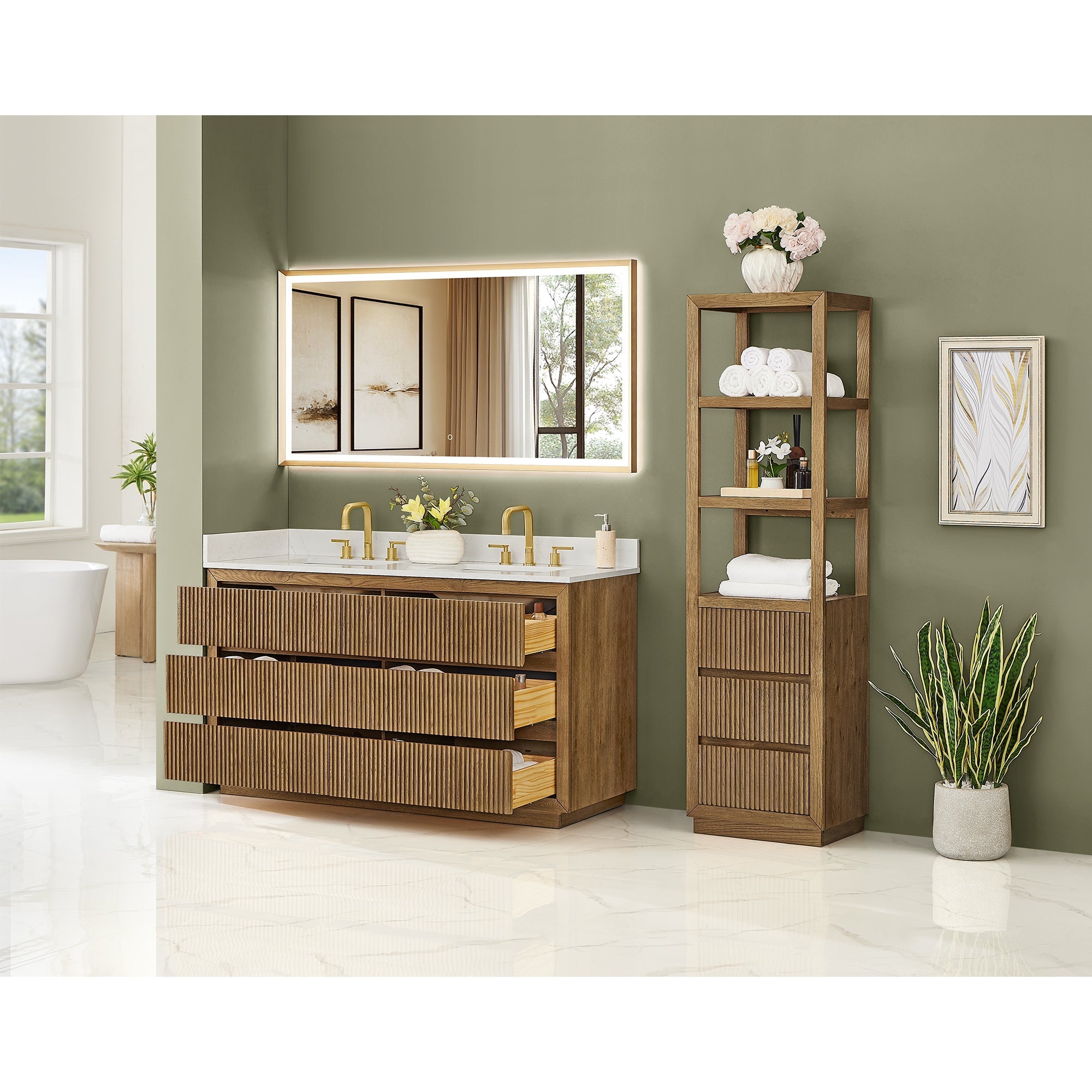 Altair Designs Navan 30"/36"/48"/60"/72" single/double vanity with top - 588030-WB-GW-NM