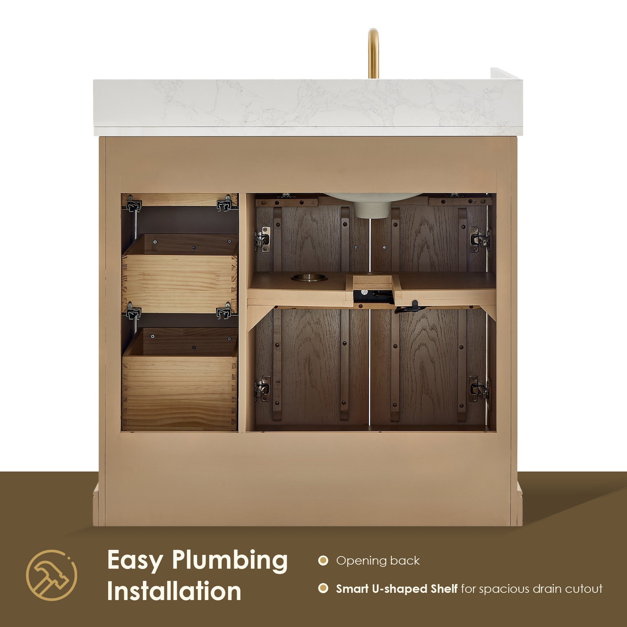 Altair Designs Barnett 36"/48"/60“/72" single/double vanity with top - 589036-NK-GW-NM