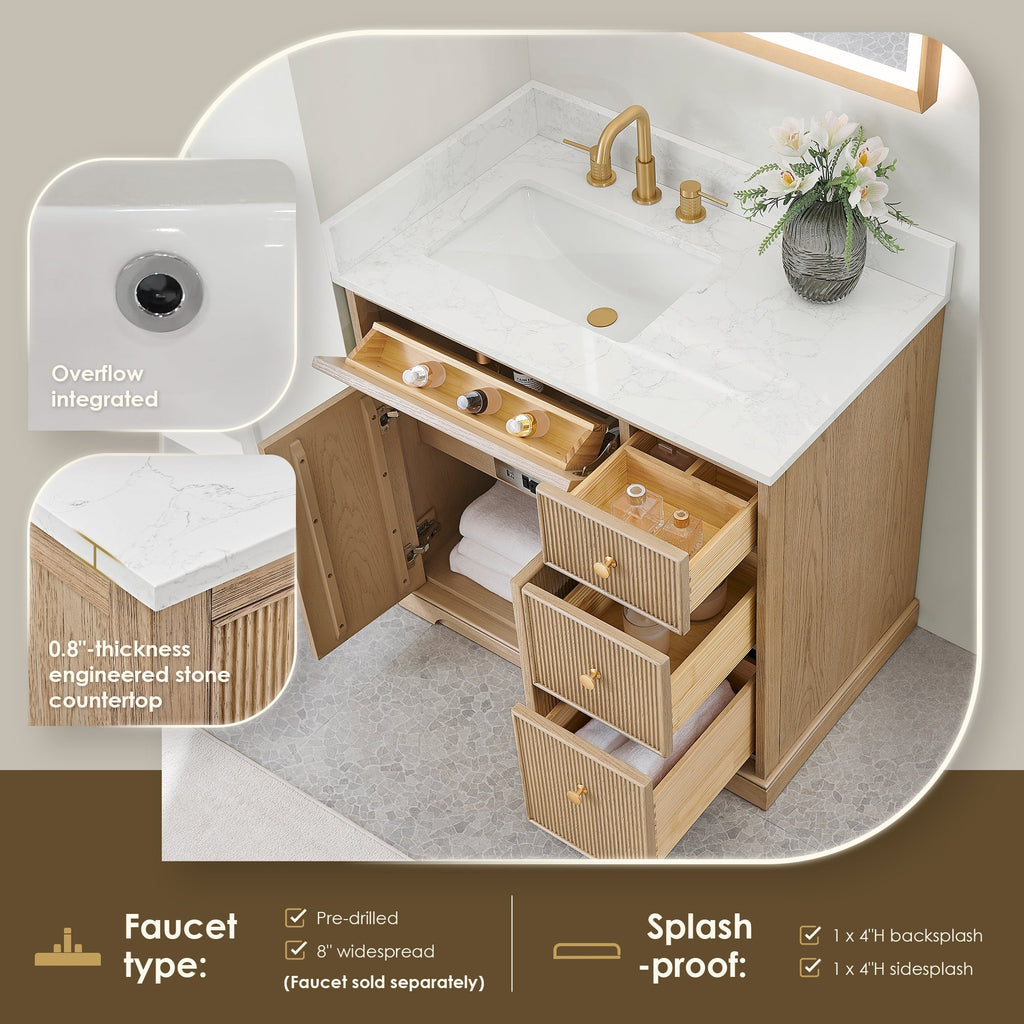 Altair Designs Barnett 36"/48"/60“/72" single/double vanity with top - 589036-NK-GW-NM