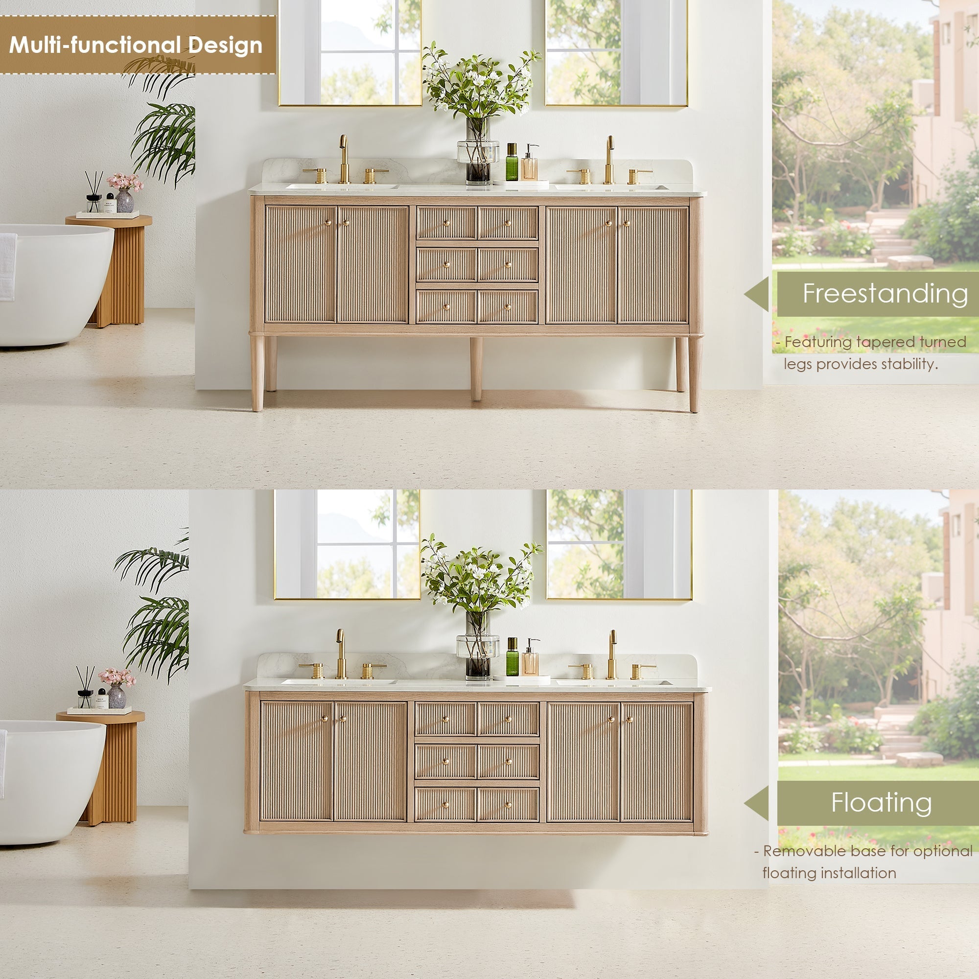 Altair Designs Blaise 48"/54"/60"/72" single/double vanity with top - 593048-LA-GW-NM