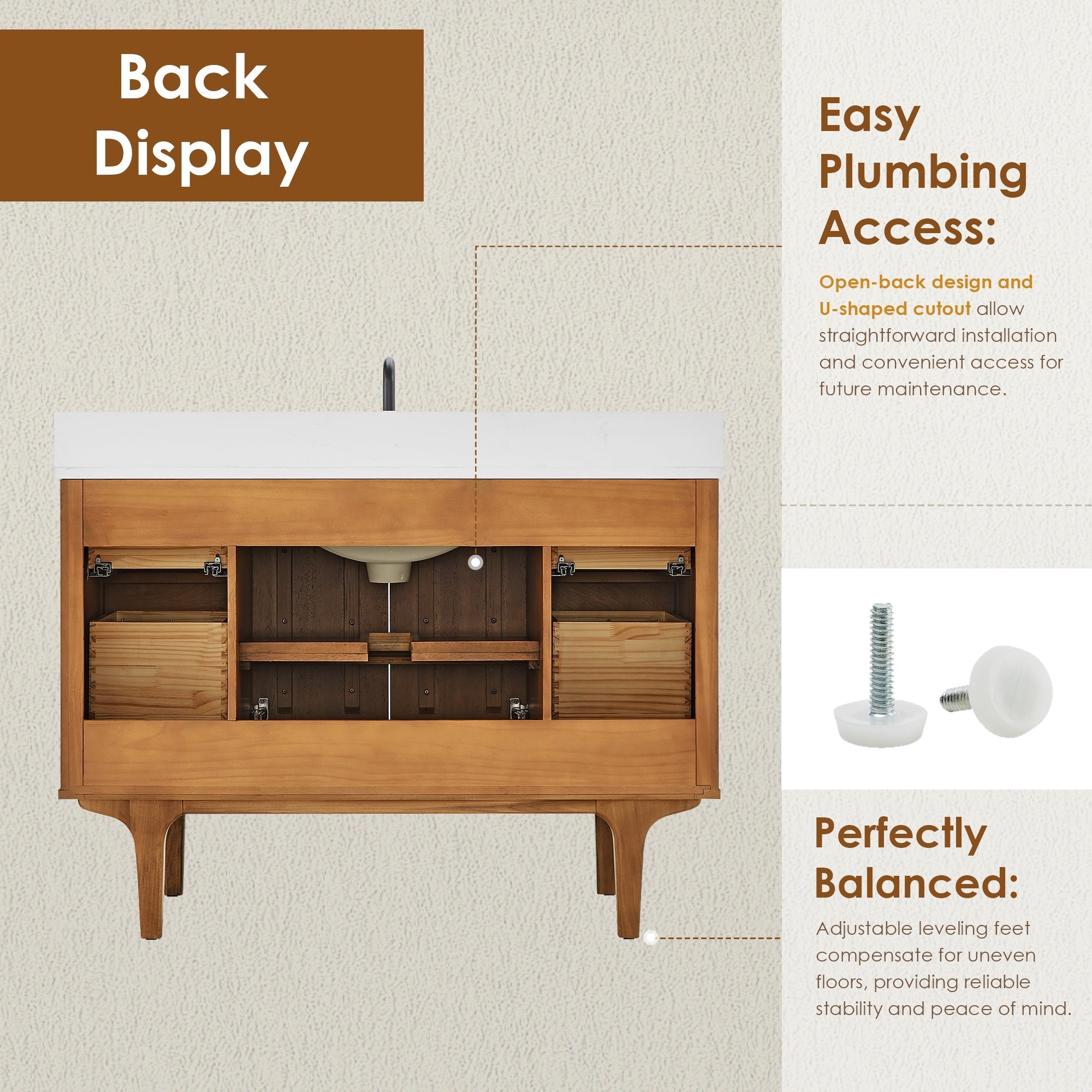 Altair Designs Orasia 36"/48"/60"/72" single/double vanity with top - 595036-MB-CMQ-NM