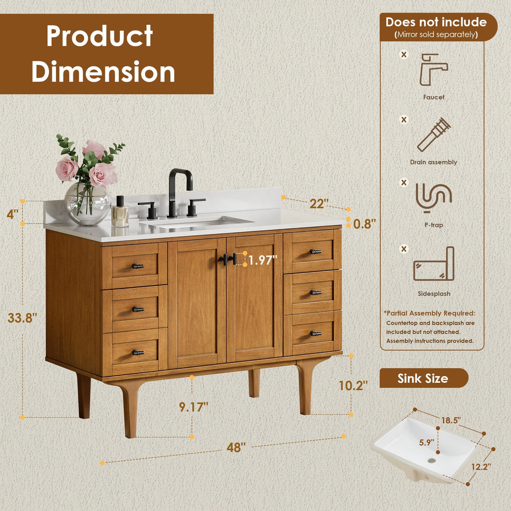 Altair Designs Orasia 36"/48"/60"/72" single/double vanity with top - 595036-MB-CMQ-NM