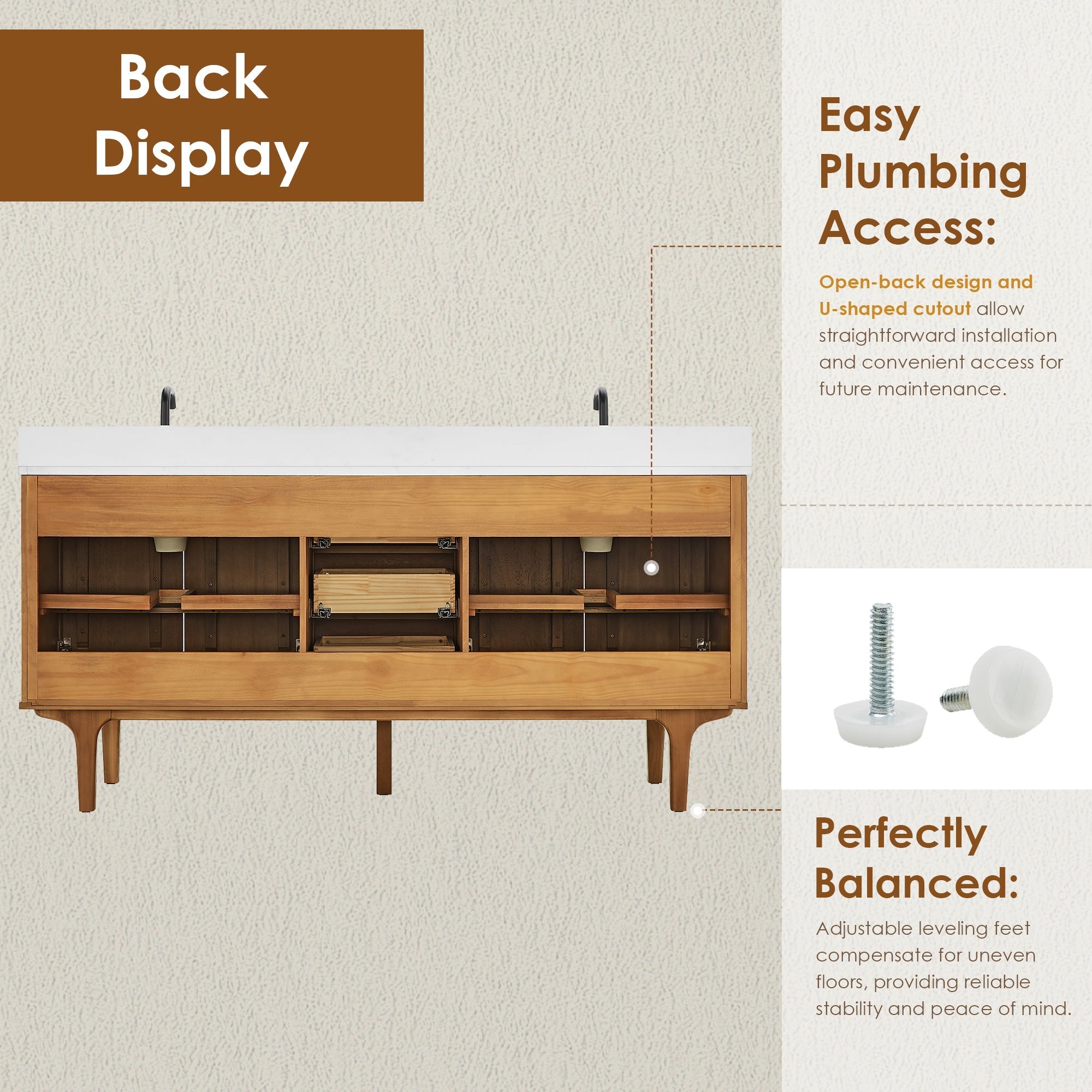 Altair Designs Orasia 36"/48"/60"/72" single/double vanity with top - 595036-MB-CMQ-NM