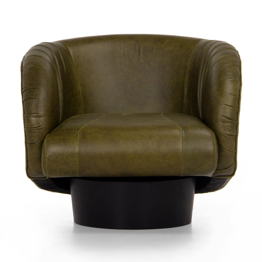 Union Home Rotunda Chair - Green Leather  - LVR00677