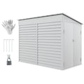 Outsunny 4.6' x 9' Steel Outdoor Storage Shed, with Foundation Kit, Lockable Doors and Gloves, White - 845-841V01WT