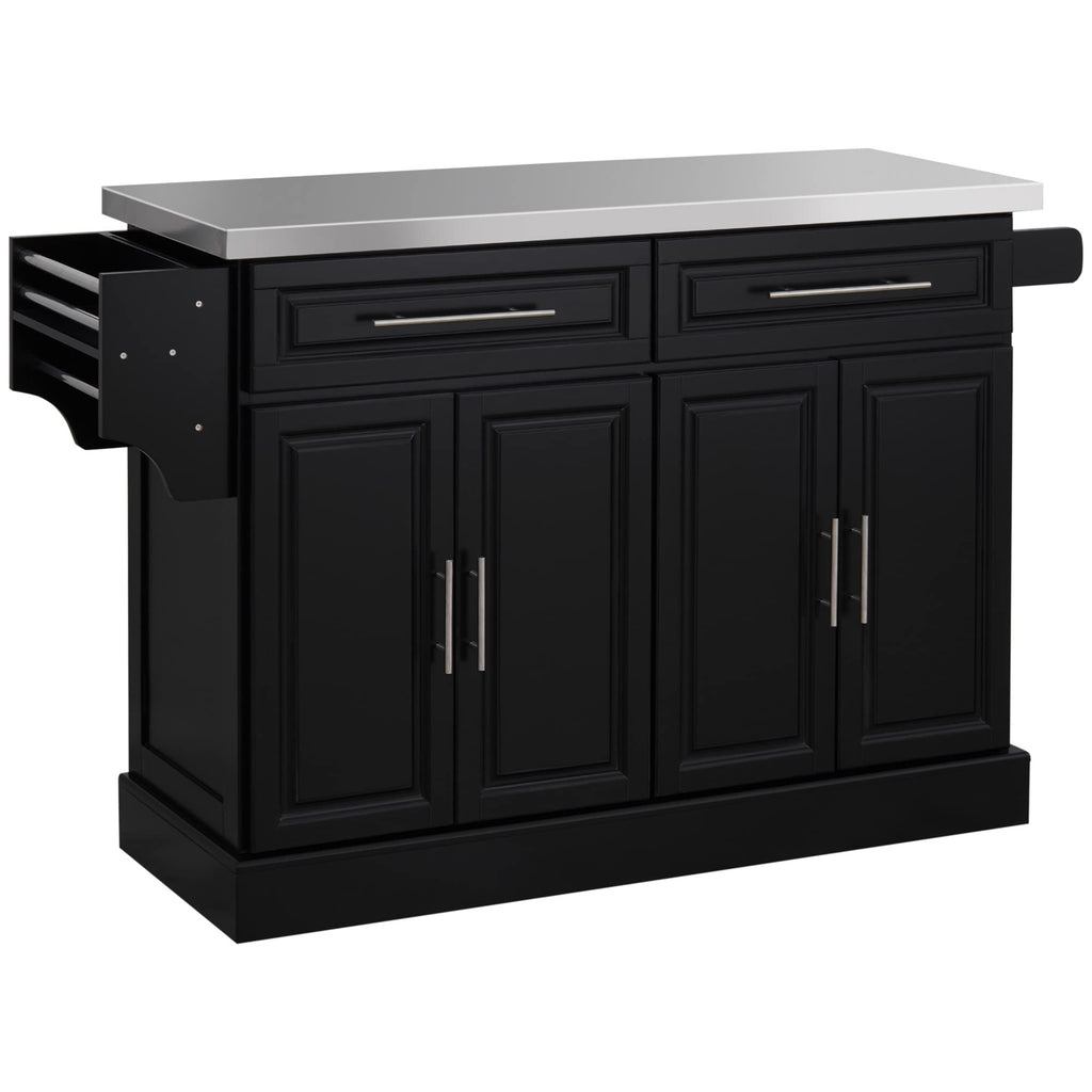 HomCom Rolling Kitchen Island with Storage, Portable Kitchen Cart with Stainless Steel Top - B071YMR7FJ-1