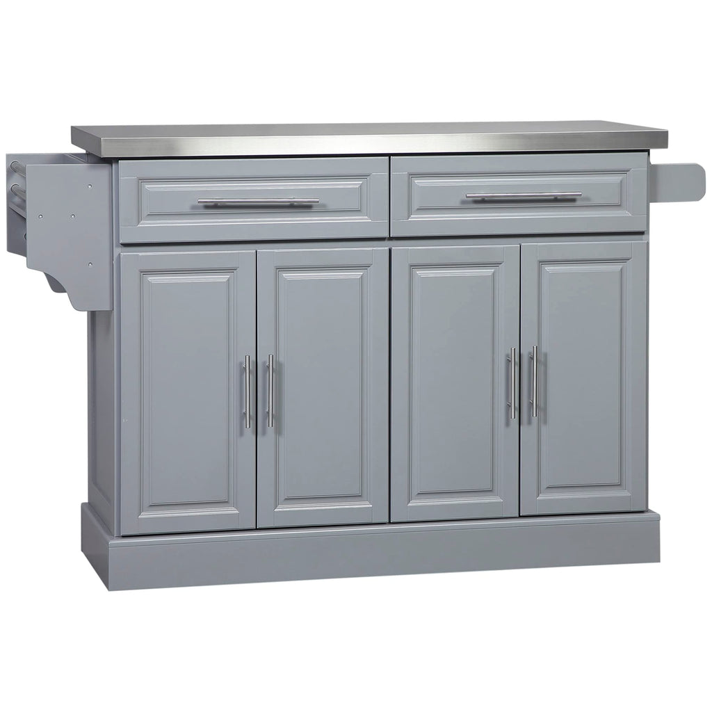 HomCom Rolling Kitchen Island with Storage, Portable Kitchen Cart - B0BL2T9PZV-1