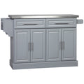 HomCom Rolling Kitchen Island with Storage, Portable Kitchen Cart - B0BL2T9PZV-1