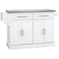 HomCom Rolling Kitchen Island with Storage, Portable Kitchen Cart with Stainless Steel Top - B072NZ5T92