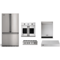 Viking 5-Piece Package 36 Counter-Depth French-Door Refrigerator and 36 Gas Rangetop and VSOF7301SS 30 Single Convection Electric Wall Oven and 24 Integrated Dishwasher and 36 Wall Mount Range Hood - RVFFR336SS