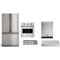 Viking 5-Piece Package 36 Counter-Depth French-Door Refrigerator and 36 Gas Rangetop and VSOE527SS 27 Single Electric Wall Oven and 24 Integrated Dishwasher and 36 Wall Mount Range Hood - RVFFR336SS