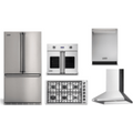 Viking 5-Piece Package 36 Counter-Depth French-Door Refrigerator and 36 5 Cooktop and 30 Wall Oven and 24 Integrated Dishwasher and 36 Hood - RVFFR336SS