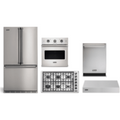Viking 5-Piece Package 36 Counter-Depth French-Door Refrigerator and 36 Professional 5 Series Gas Cooktop and 27 Single Electric Wall Oven and 24 Integrated Dishwasher and VWH536121SS 36 Wall Mount Range Hood - VDWU524SS