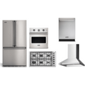 Viking 5-Piece Package 36 Counter-Depth French-Door Refrigerator and 36 Professional 5 Series Gas Cooktop and VSOE527SS 27 Single Electric Wall Oven and 24 Integrated Dishwasher and 36 Wall Mount Range Hood - VDWU524SS